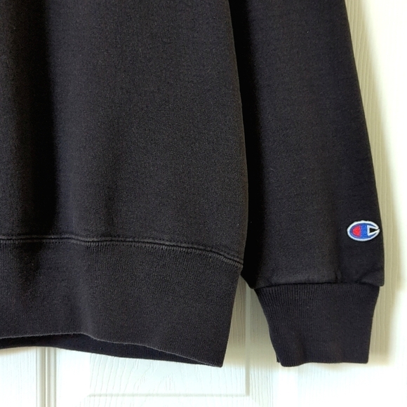 Champion 80's Vintage Logo Embroidered Pullover Crewneck Sweatshirt Black XL - Picture 9 of 12